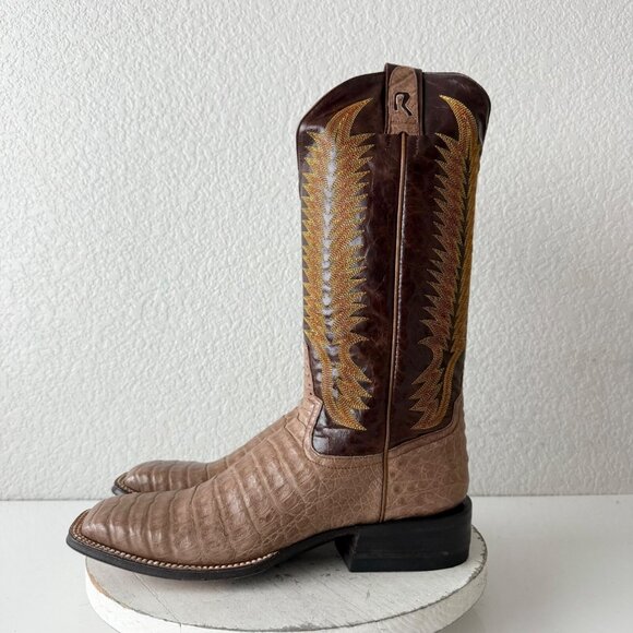 Rod Patrick Mens Cowboy Boots Size 11AAAA Brown Caiman Belly Western Square Toe - Picture 6 of 16
